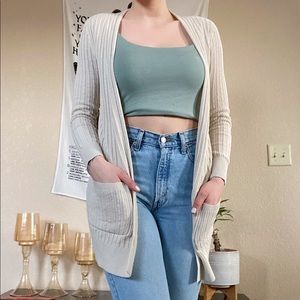 Taupe cardigan sweater